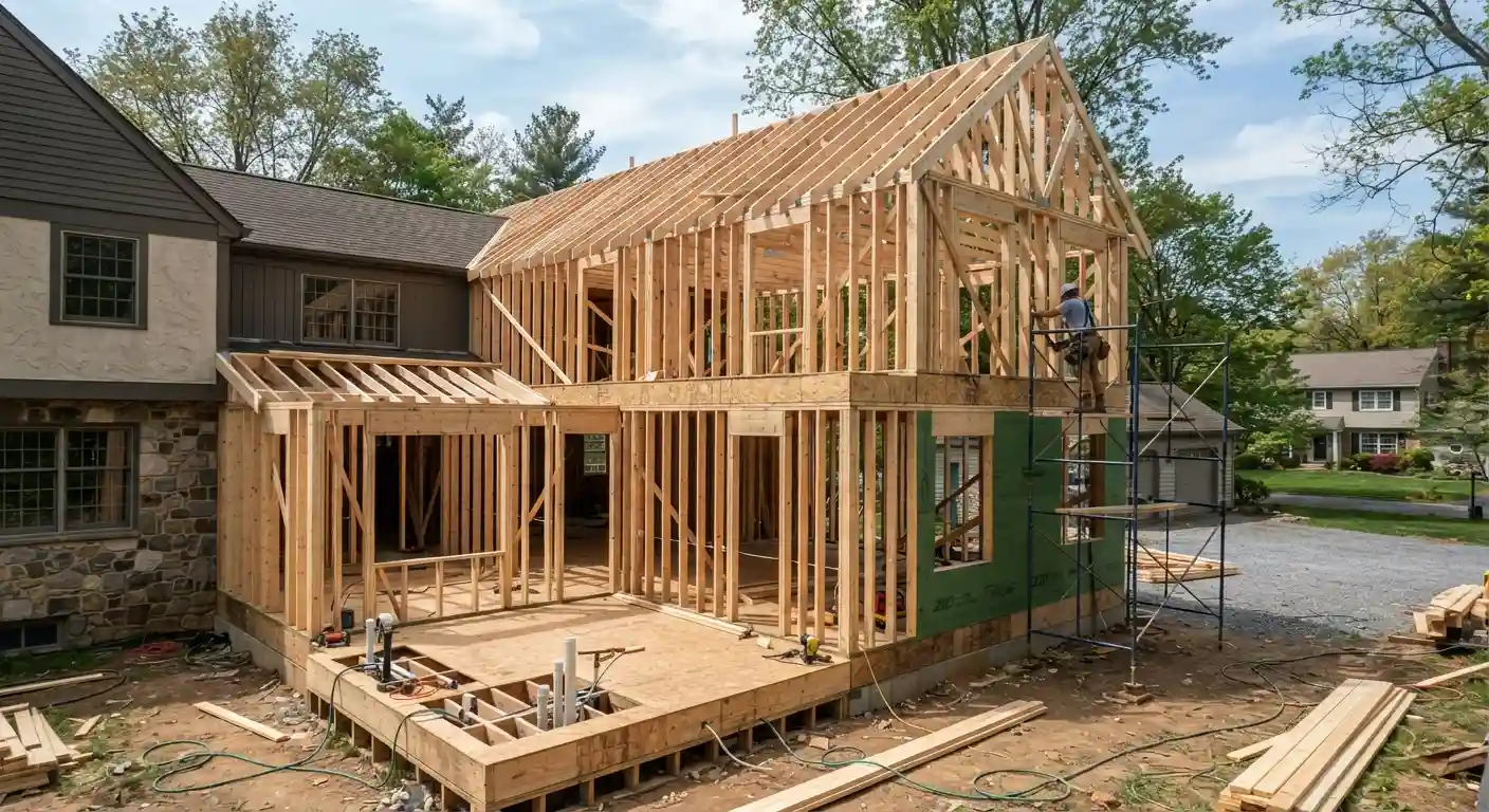 Close detail view relevant to home addition.