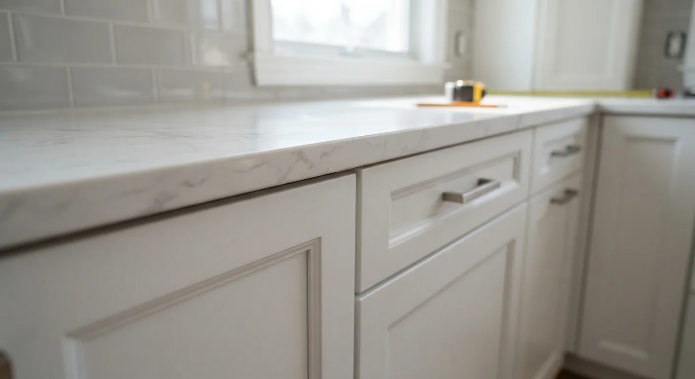 Close detail view relevant to kitchen remodeling showing custom cabinet hardware installation.